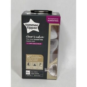 Tommee Tippee Closer to Nature 9oz Baby Bottle Slow Flow 0m+ Anti-Colic BPA-Free